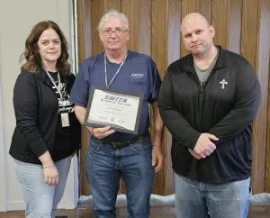 Rookie of the Year: Left to Right: SWITA Transit Coordinator Kristen Templeton, Rookie of the Year Leon Zaiger, SWITA Transit Director Mark Lander.