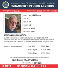 Endangered Person Advisory out of Sac County