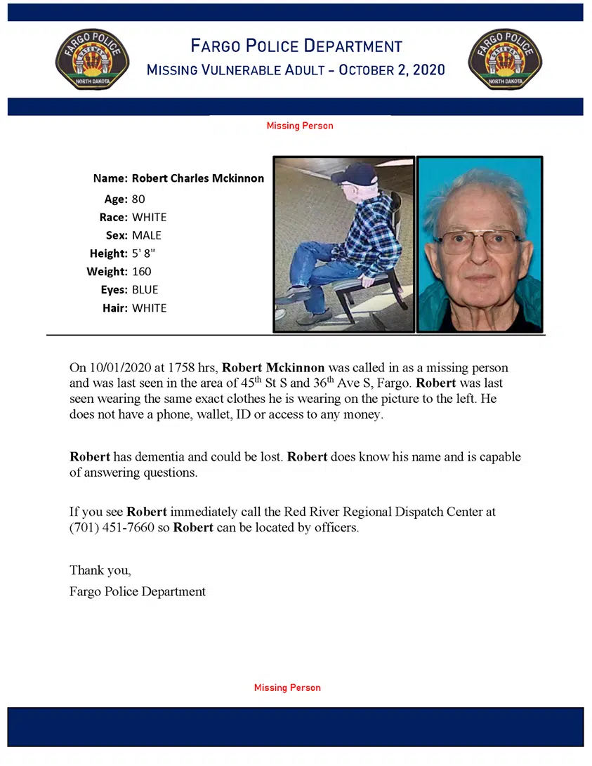 Search ongoing for elderly Fargo man, no public search scheduled | The  Mighty 790 KFGO | KFGO