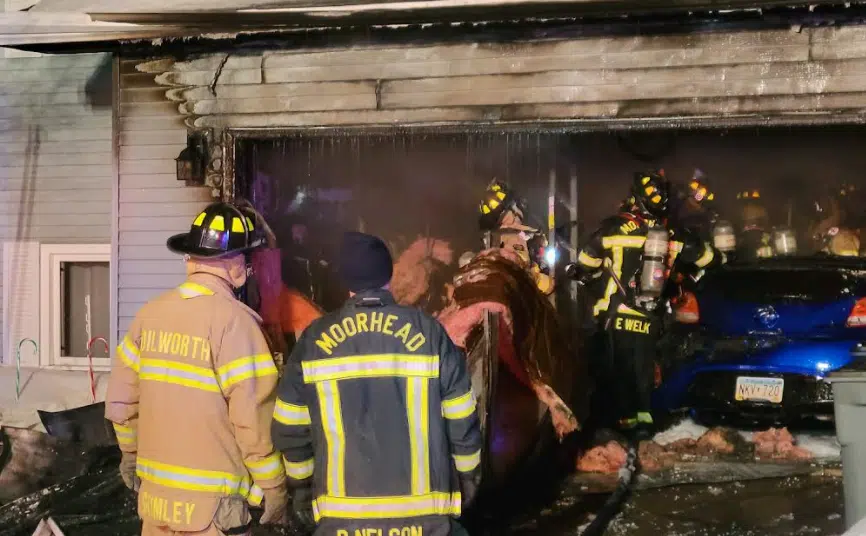 South Moorhead garage heavily damaged in two alarm fire The