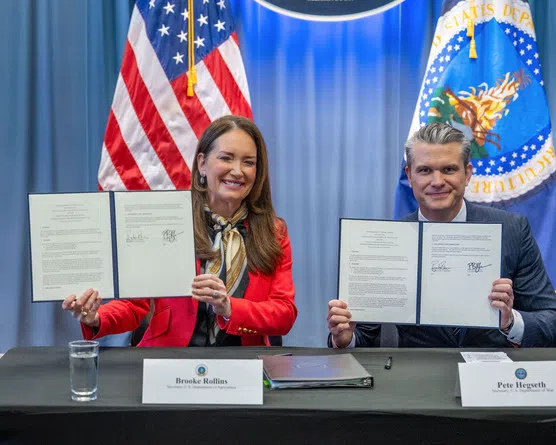 Rollins and Hegseth sign MOU to elevate security of farmland, agriculture supply chain