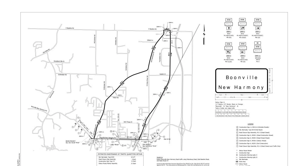 Boonville New Harmony Road Closing Notice 104.1 WIKY Adult
