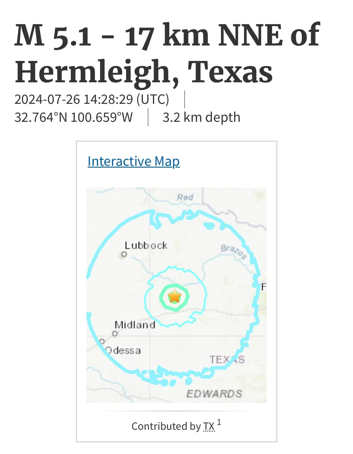 5.1 magnitude earthquake in Scurry County; Declaration of Disaster ...