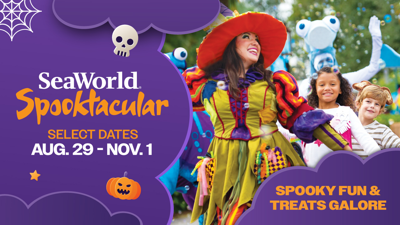Win a Family 4-pack of tickets to SeaWorld Orlando's Spooktacular event with free parking and trick-or-treat bags.