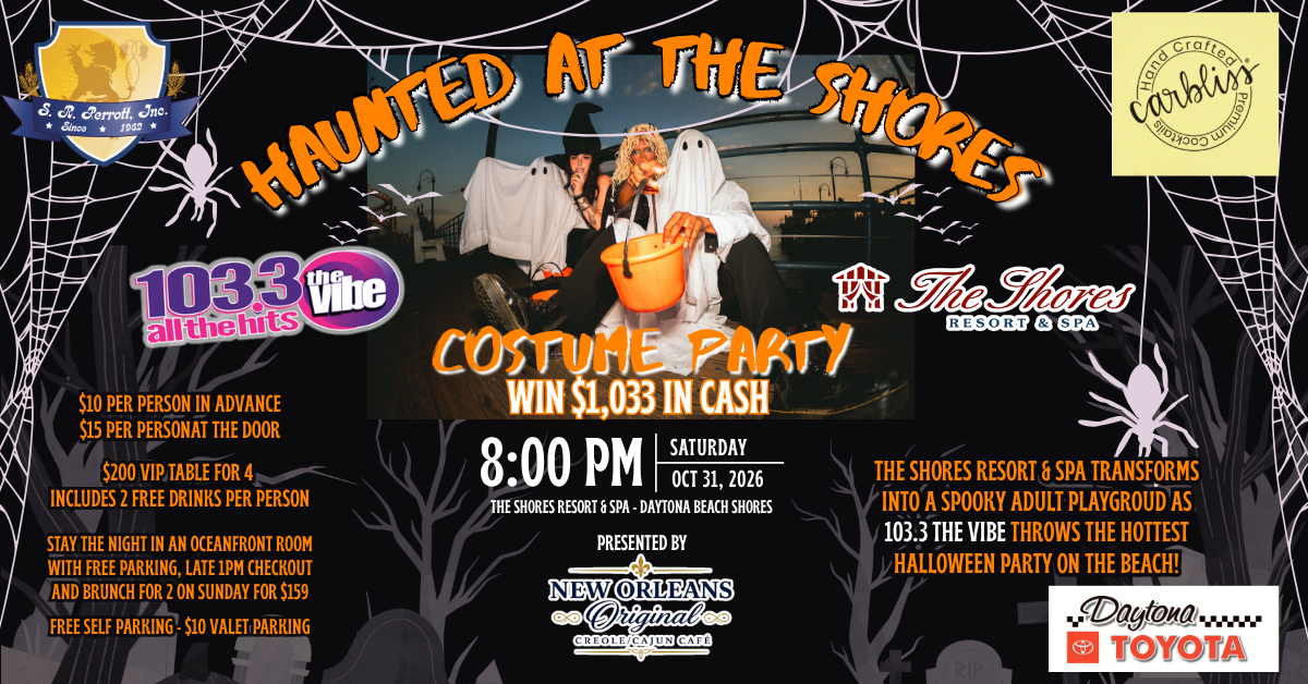 THIS HALLOWEEN NIGHT JOIN 103.3 THE VIBE FOR HAUNTED AT THE SHORES HALLOWEEN PARTY!