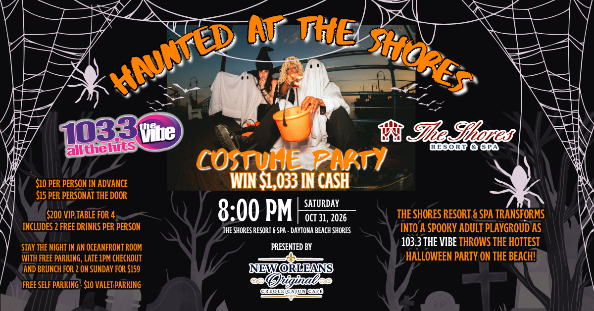 THIS HALLOWEEN NIGHT JOIN 103.3 THE VIBE FOR HAUNTED AT THE SHORES HALLOWEEN PARTY!