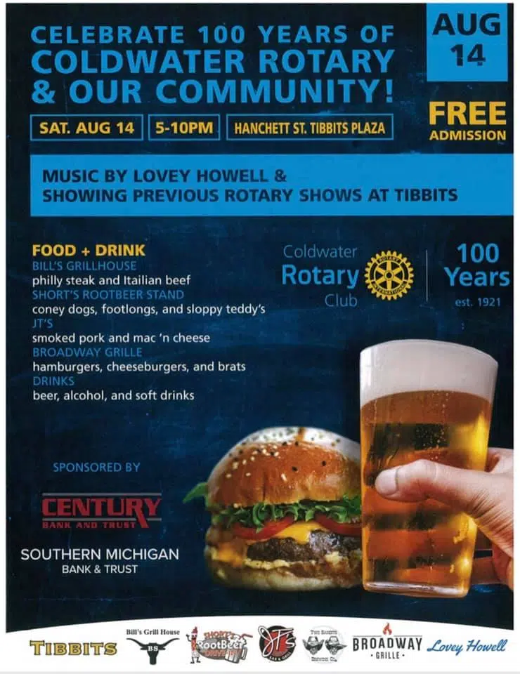 Coldwater rotary club celebrating 100 years on august 14
