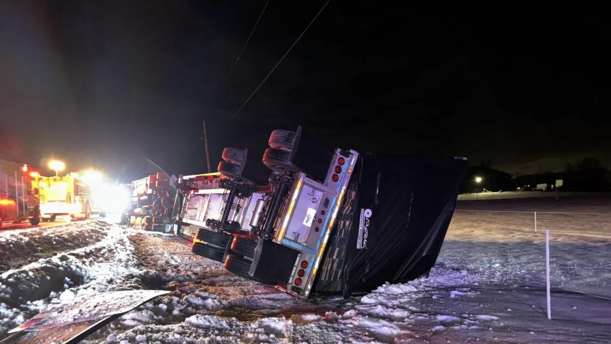 Michigan truck driver detained in Indiana following semi roll over accident Saturday night