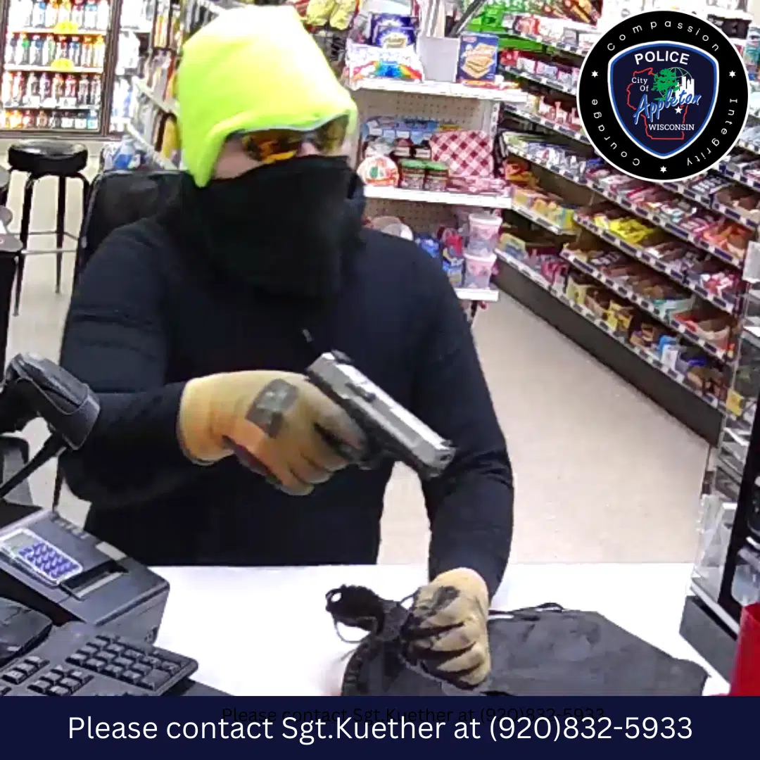 Surveillance video, images of gunman released in Appleton armed robbery