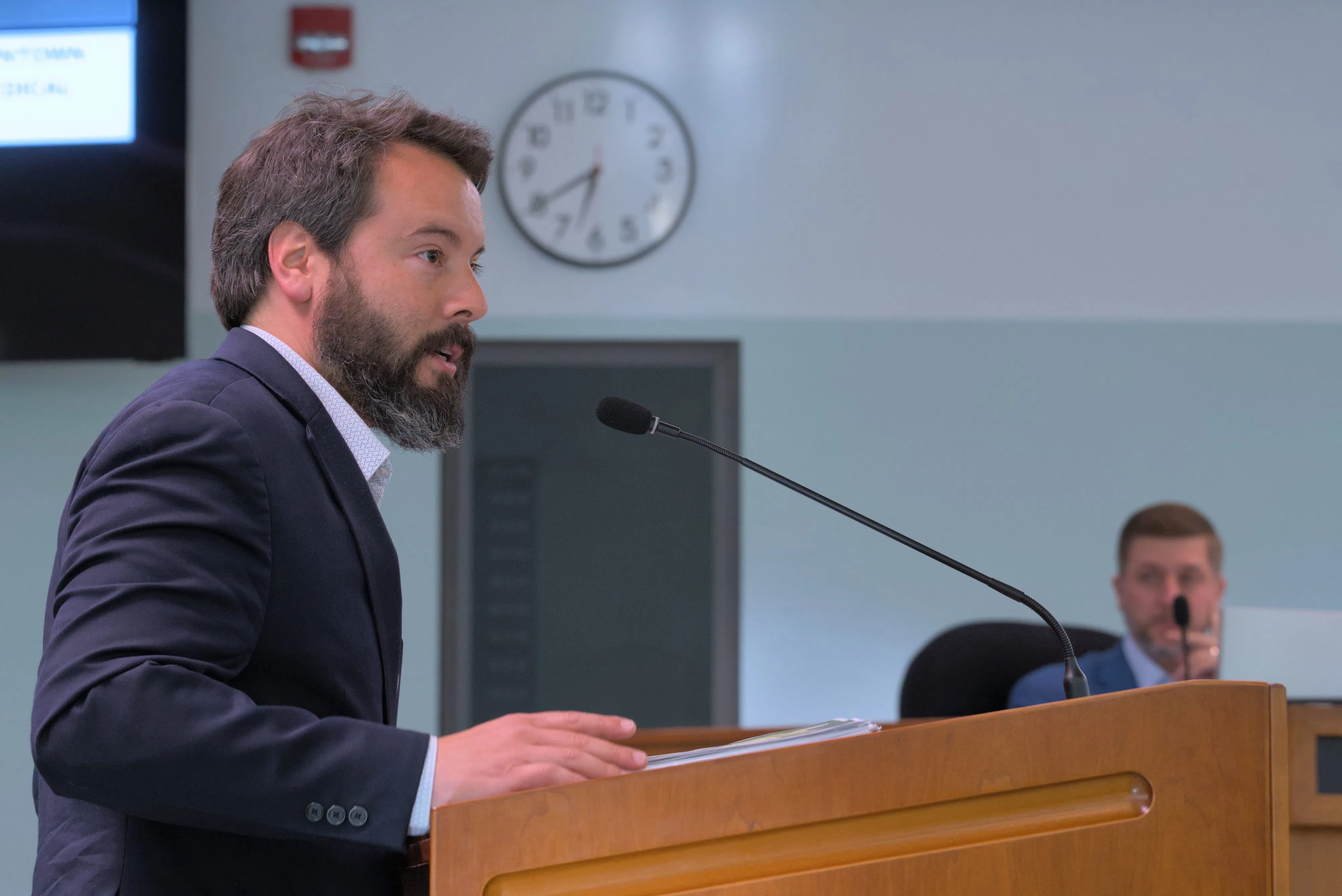 Carlos Ortega of Downtown Springfield, Inc., Springfield City Council, May 13, 2025 (Photo cred. Stan Anders, WMAY)