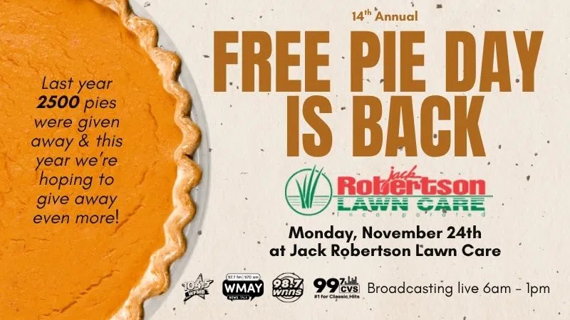 Feature: https://wcmspi.com/2025/11/18/free-pie-day-is-back-at-robertson-lawn-care/