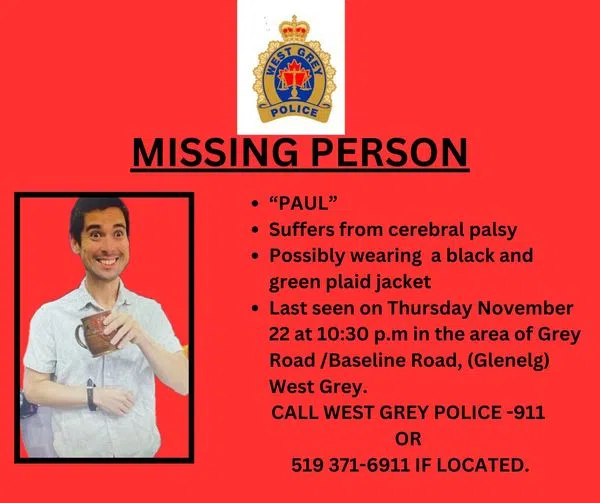 Vulnerable Person Missing From West Grey