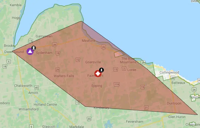 Power Outage In Parts Of Grey County