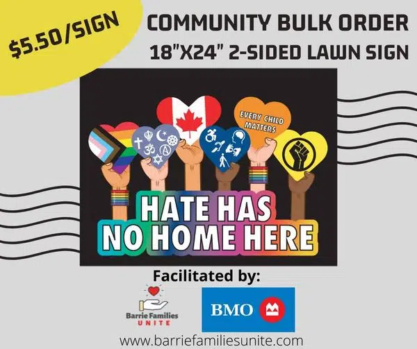 Barrie Sign Campaign Shows #HateHasNoHomeHere
