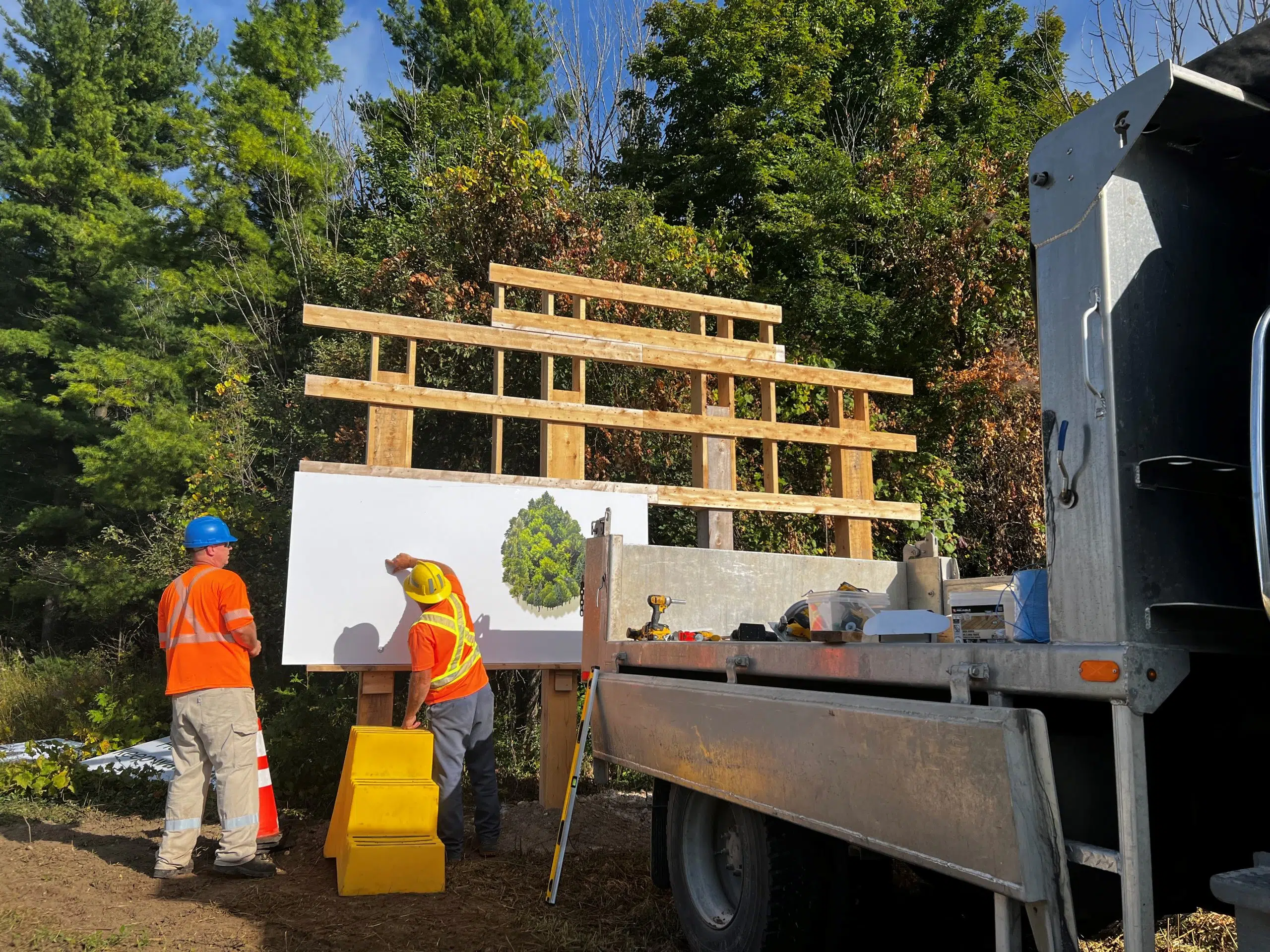 Huron County Constructs Forest Promotional Sign Along Local Trail