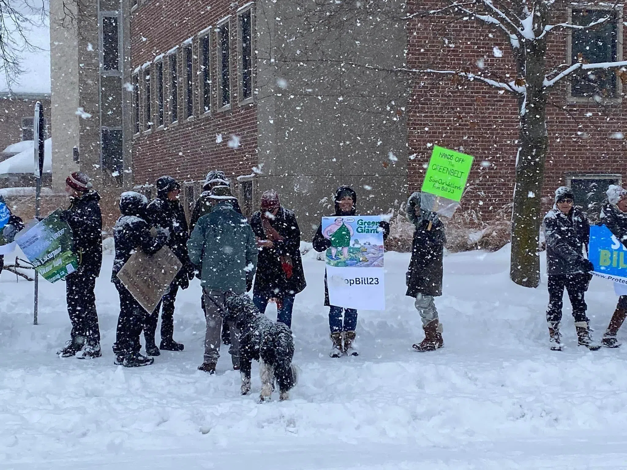 Protest Against Bill 23 Held Outside Of Bruce-Grey-Owen Sound MPP's Office