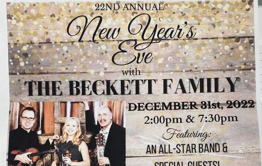 22nd Annual New Year’s Eve with The Beckett Family. Linsey Beckett with