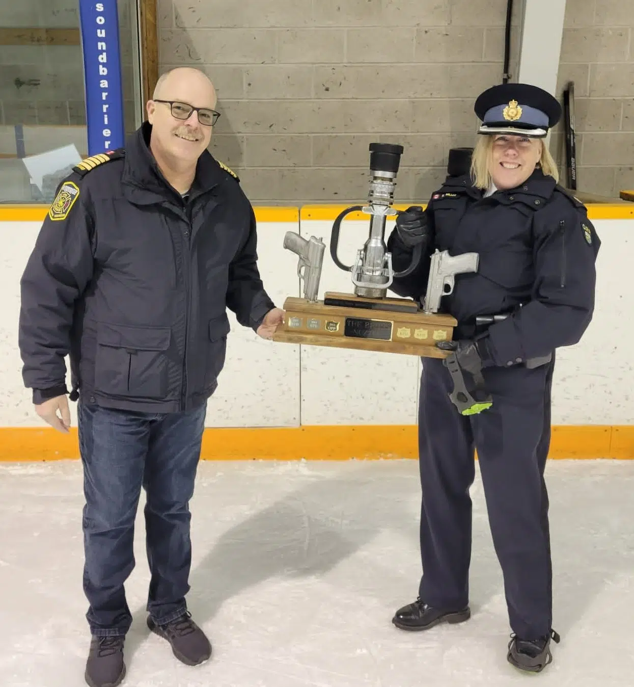 South Bruce OPP Defeat Kincardine Fire Department In 'Guns vs. Hoses' Hockey Game