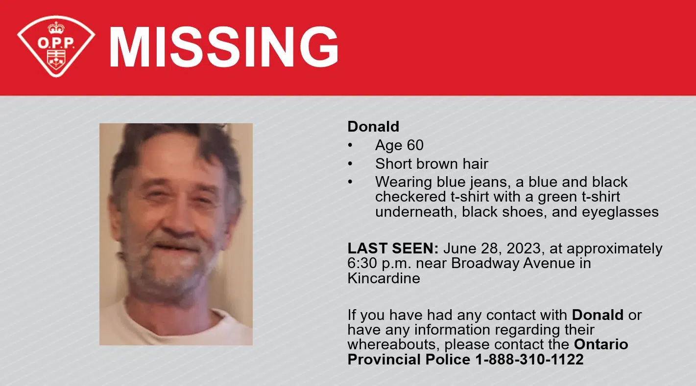 OPP Look For Man Missing From Kincardine