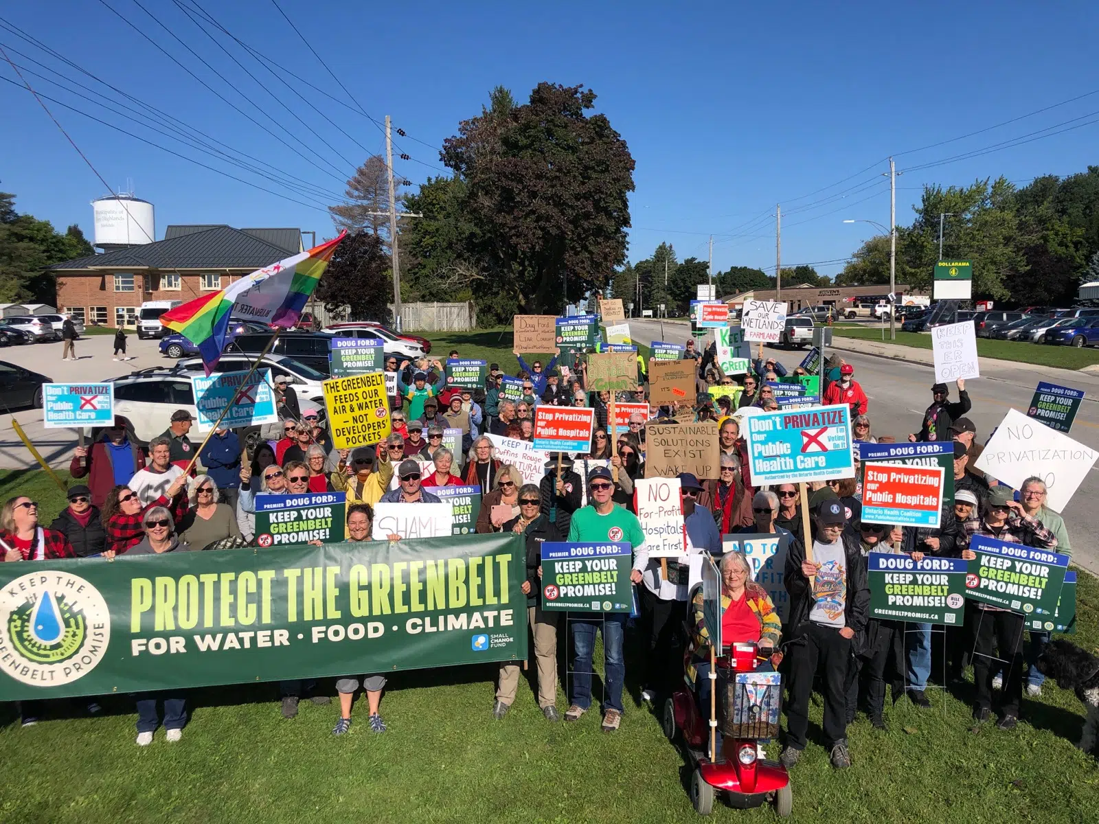 Protesters Gather During Premier's Visit To Grey Bruce