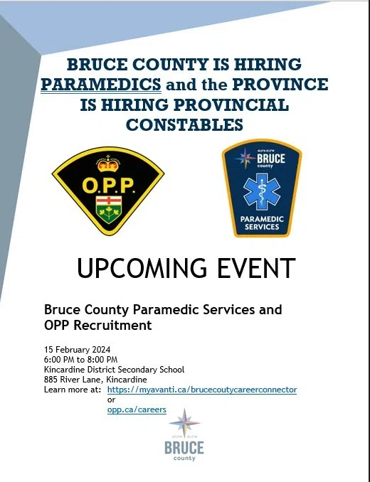 OPP & Bruce County Paramedics Want Job Seekers At Info Session