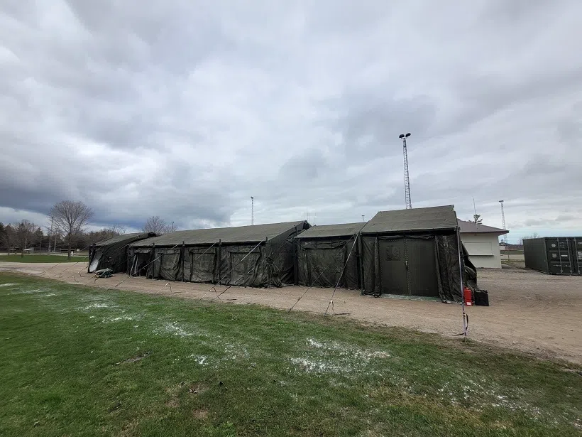 A number of army tents in Blyth serve as the headquarters for the exercise 