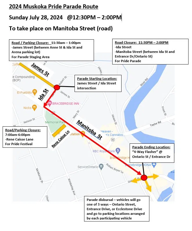 Temporary Road Closures Will Be In Effect For Muskoka Pride Festival & Parade in Bracebridge