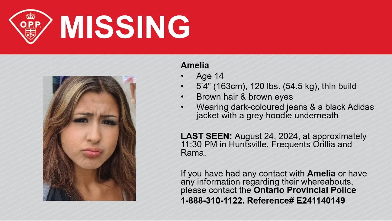 Huntsville OPP Searching for Missing 14 Year Old Girl