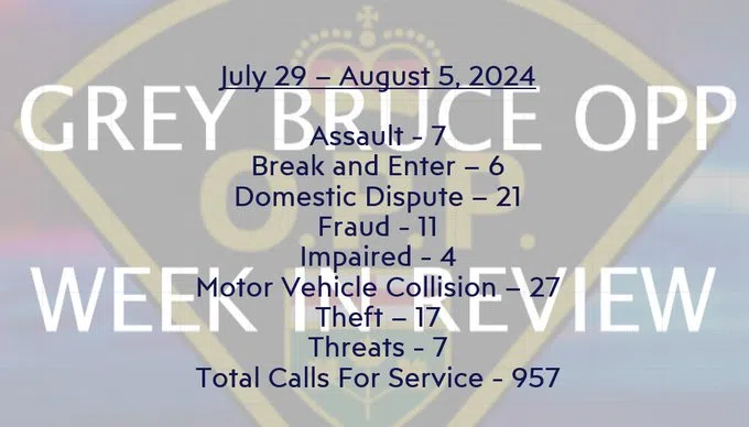 Grey Bruce OPP Calls Snapshot Shows A Busy Week In Summer