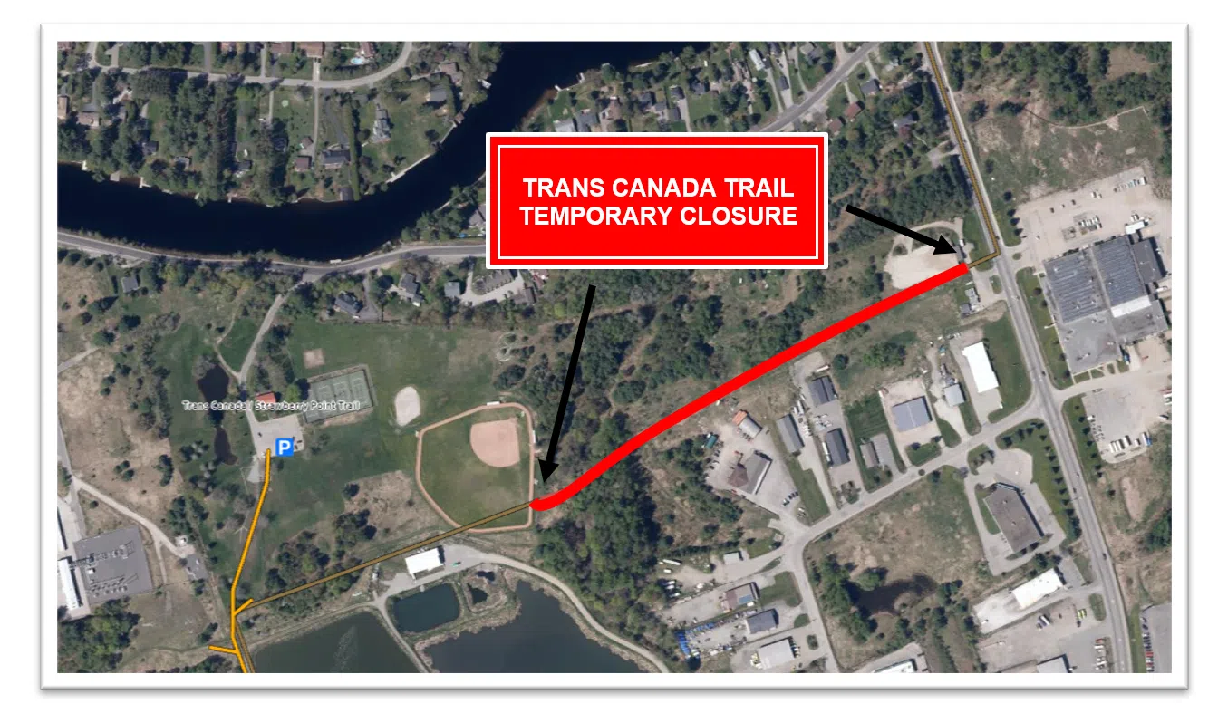 Temporary Trail Closure of Trans Canada Trail Section In Bracebridge