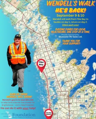 Senior Walking Bruce Peninsula To Raise Money For Lion’s Head Hospital