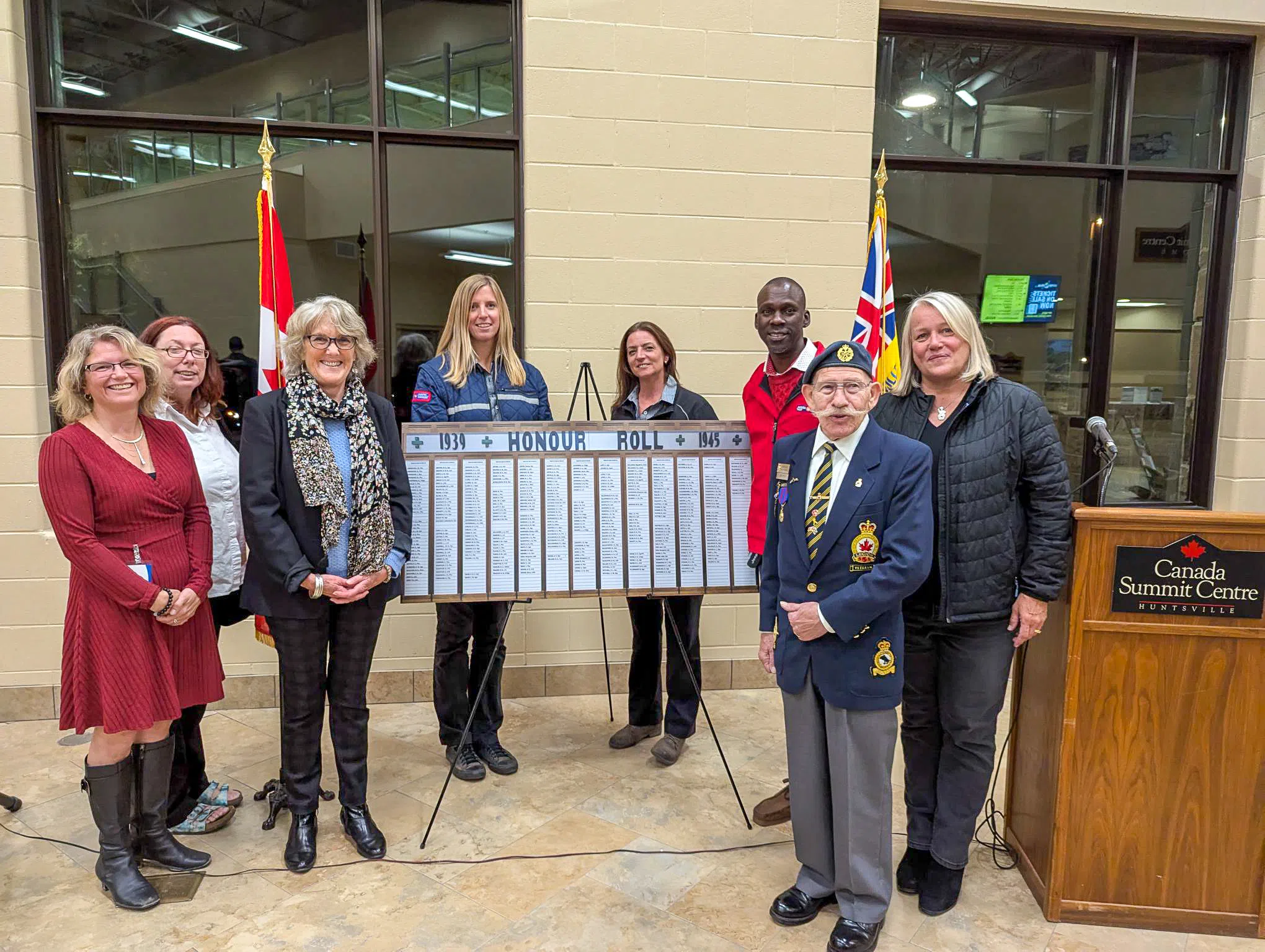 Council, Community Members Fill the Canada Summit Centre Lobby in Commemoration of the Huntsville Honour Roll's New Home