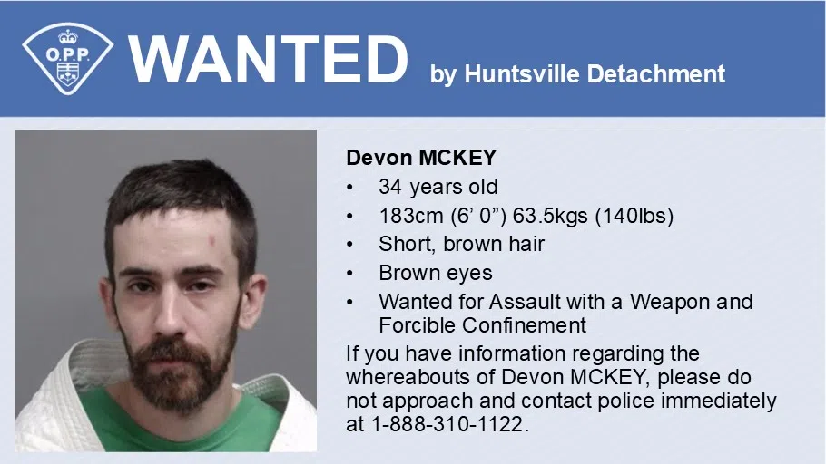 Huntsville OPP Searching for Assault Suspect