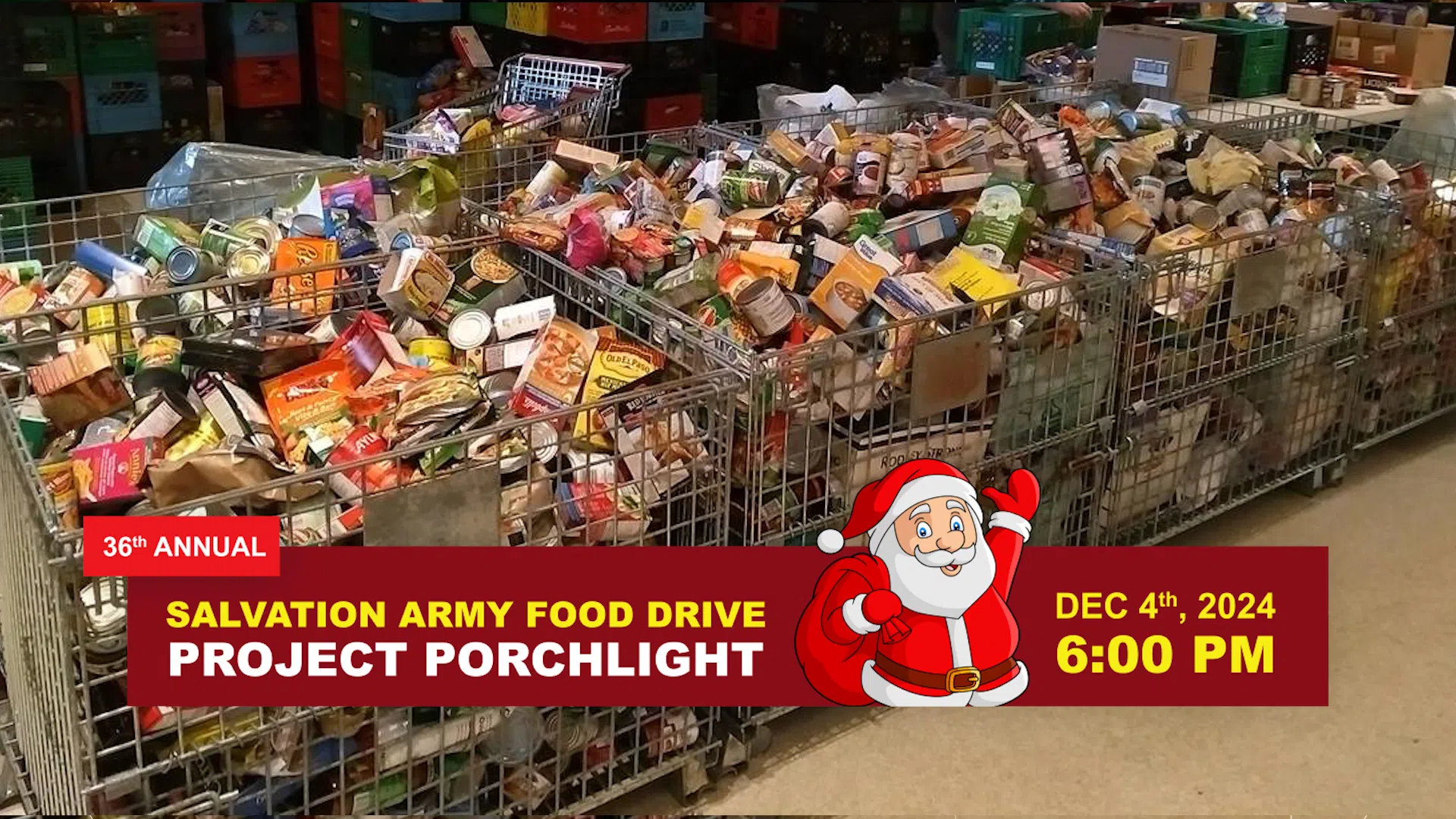 Project Porchlight Food Drive happens on Wednesday, December 4th