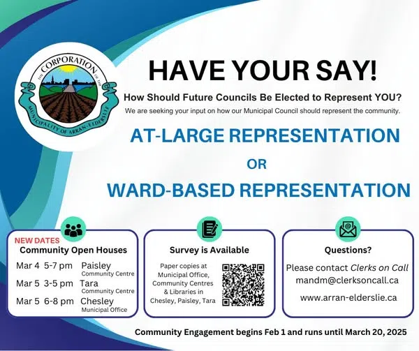 Arran-Elderslie Ward Vs At Large Meetings Coming Up