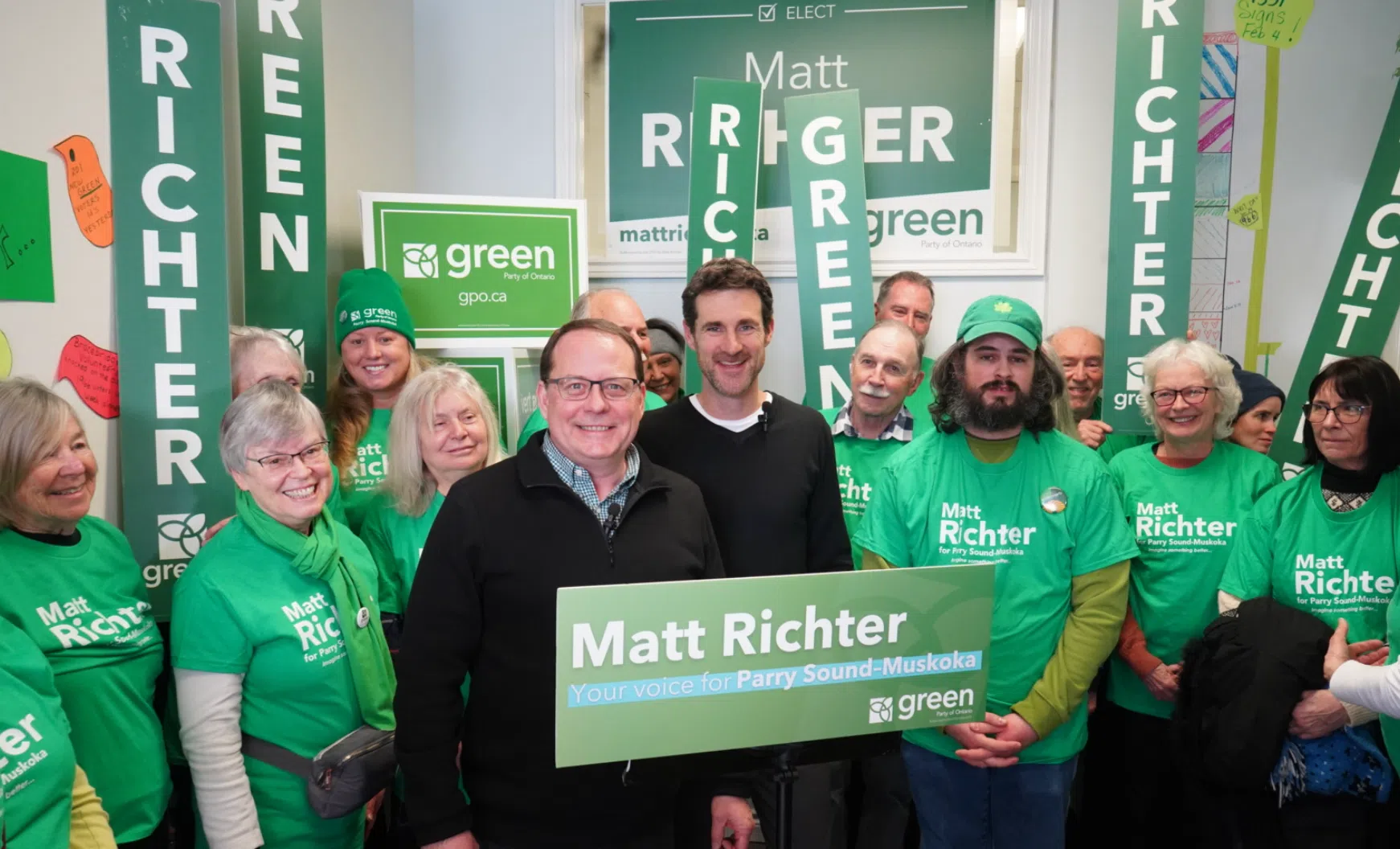 Mike Schreiner and Matt Richter announce Richter's 5-Point Plan for Parry Sound-Muskoka