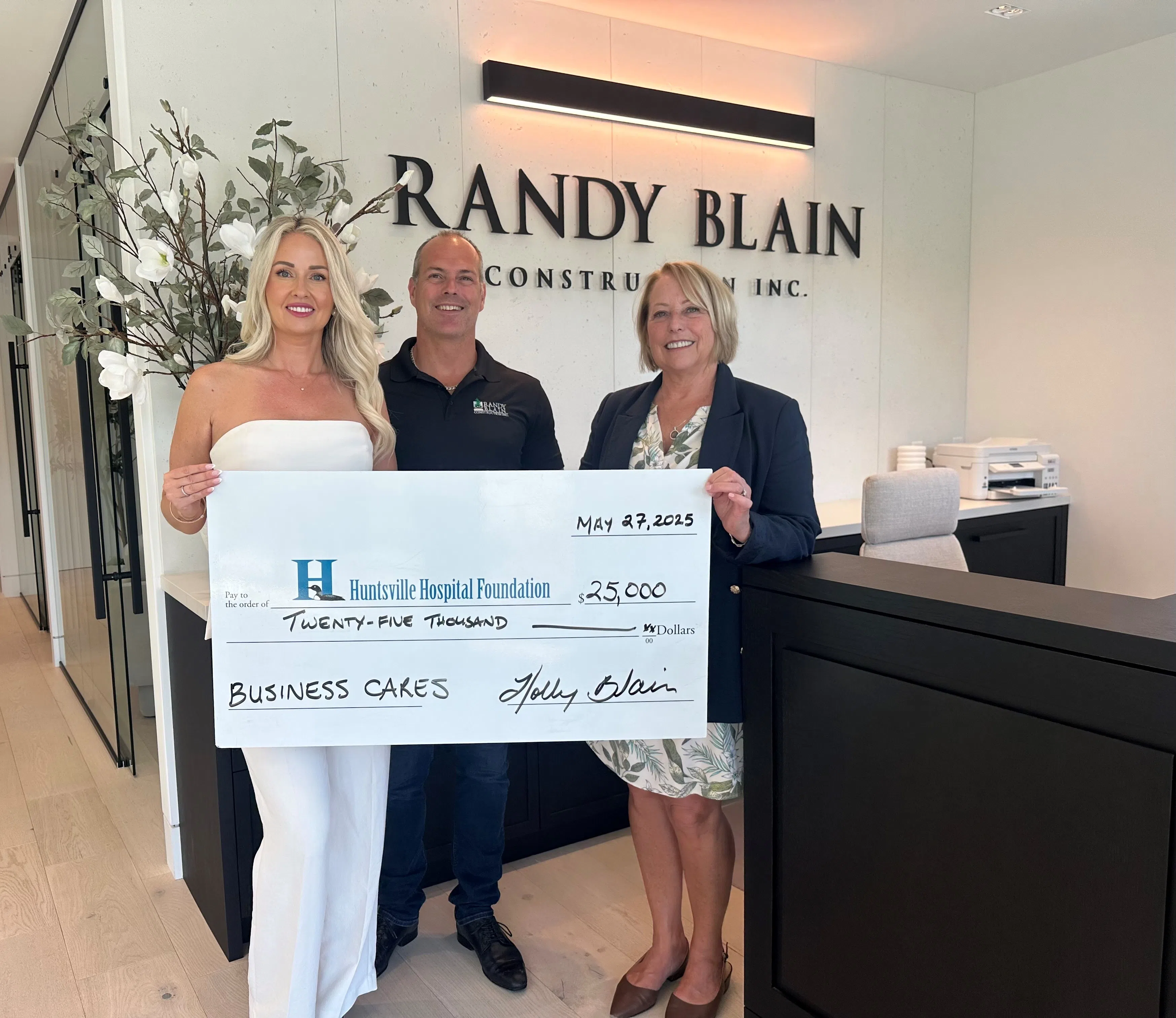 Randy Blain Construction Commits to $25,000 Business Cares Pledge to Support Huntsville Hospital Foundation