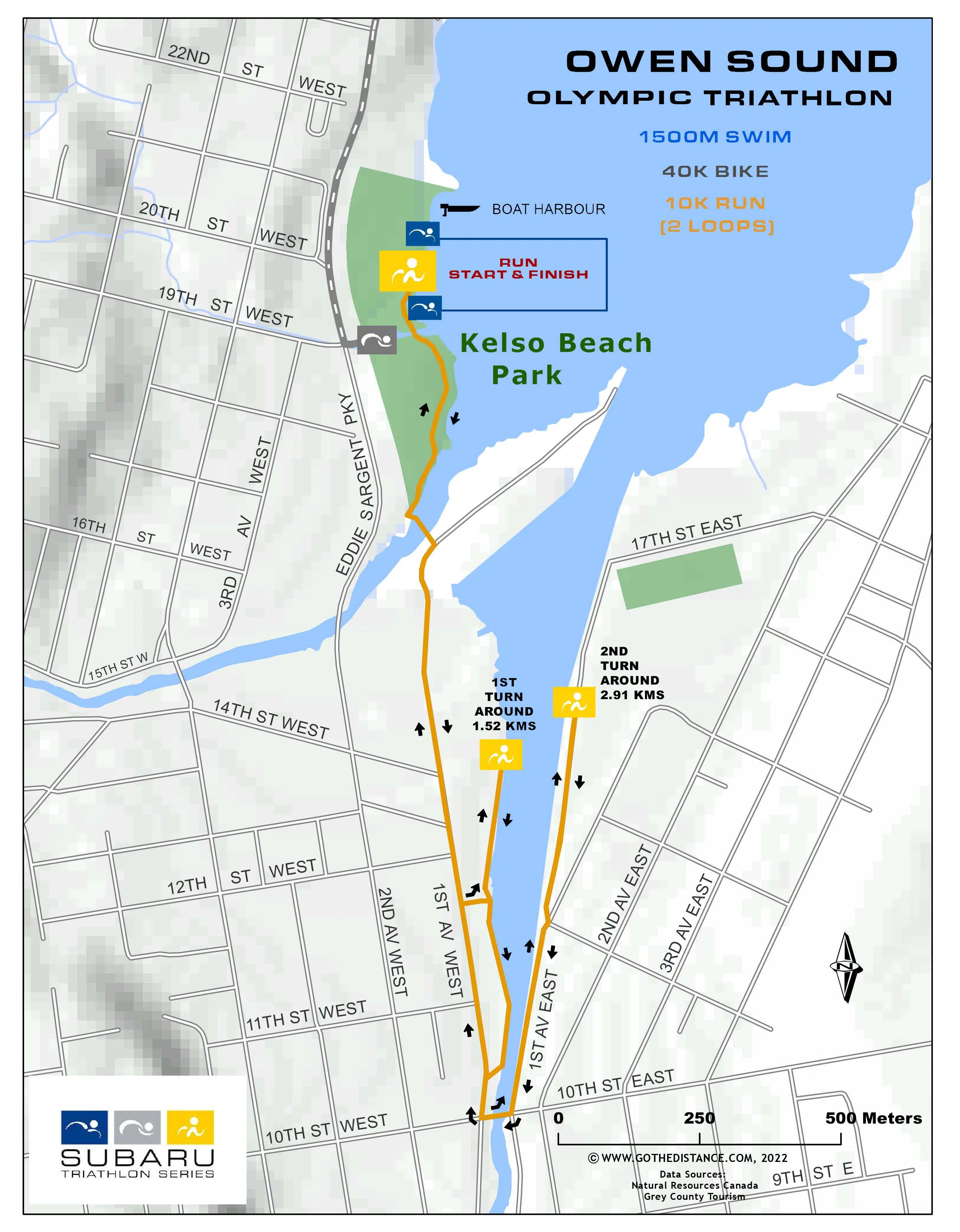 Road Waterway Disruptions Planned - Owen Sound Subaru Triathlon Map