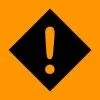 Orange alert is an orange square with an exclamation point in a back diamond