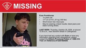 OPP LOOKING FOR 14yo EVAN LAST SEEN COLLINGWOOD