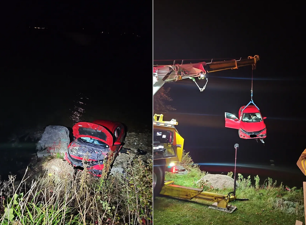 Charges Laid After Vehicle Crashes Down Shoreline Embankment In Owen Sound