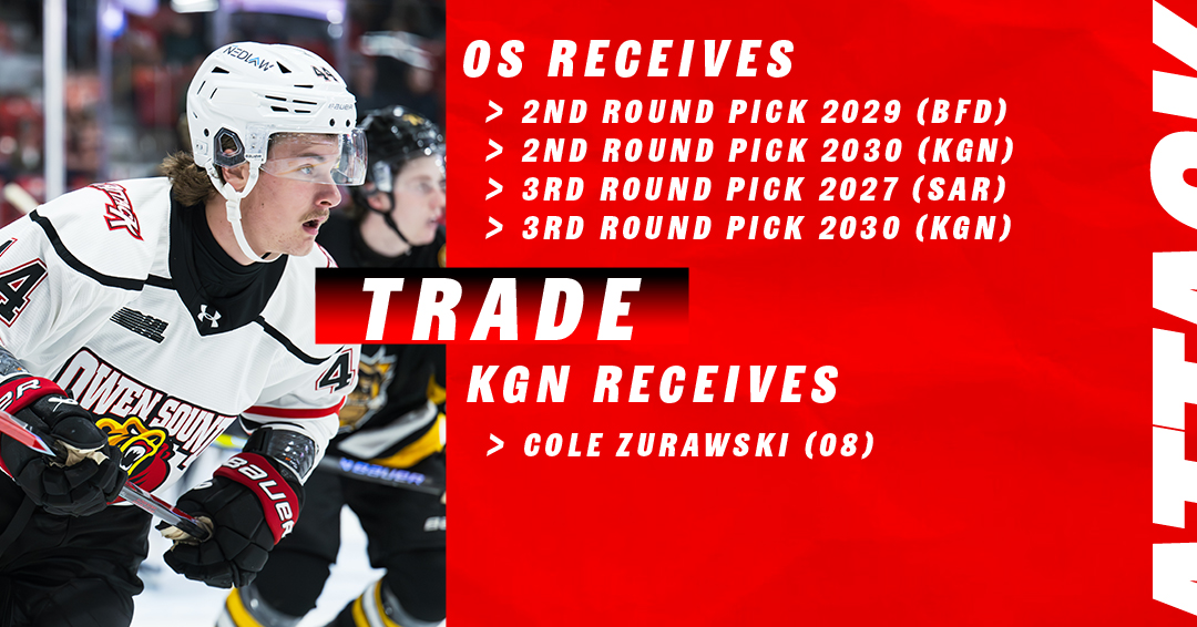 Attack Trades Cole Zurawski To Kingston; Taylor Recalled For Road Trip