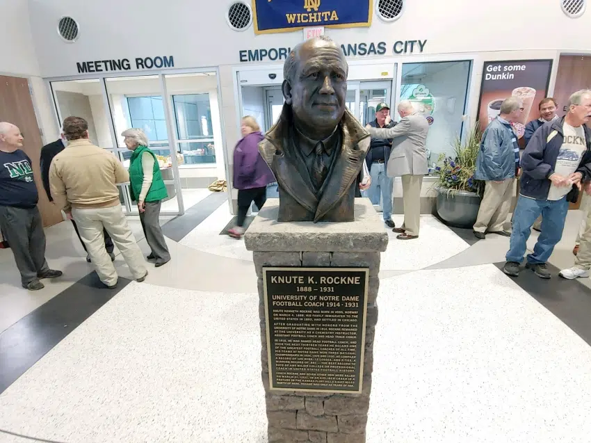 Memorial to Notre Dame legend Knute Rockne unveiled at Matfield Green service area