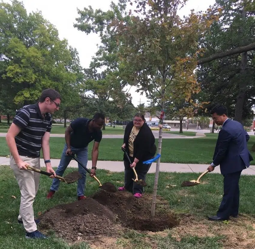 ESU SLIM department plants tree in memory of Zubaida Isa after Whippoorwill boating tragedy