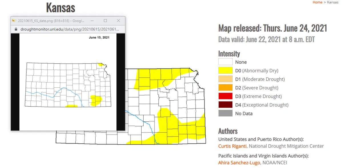 Abnormally dry conditions return to areas south of Emporia