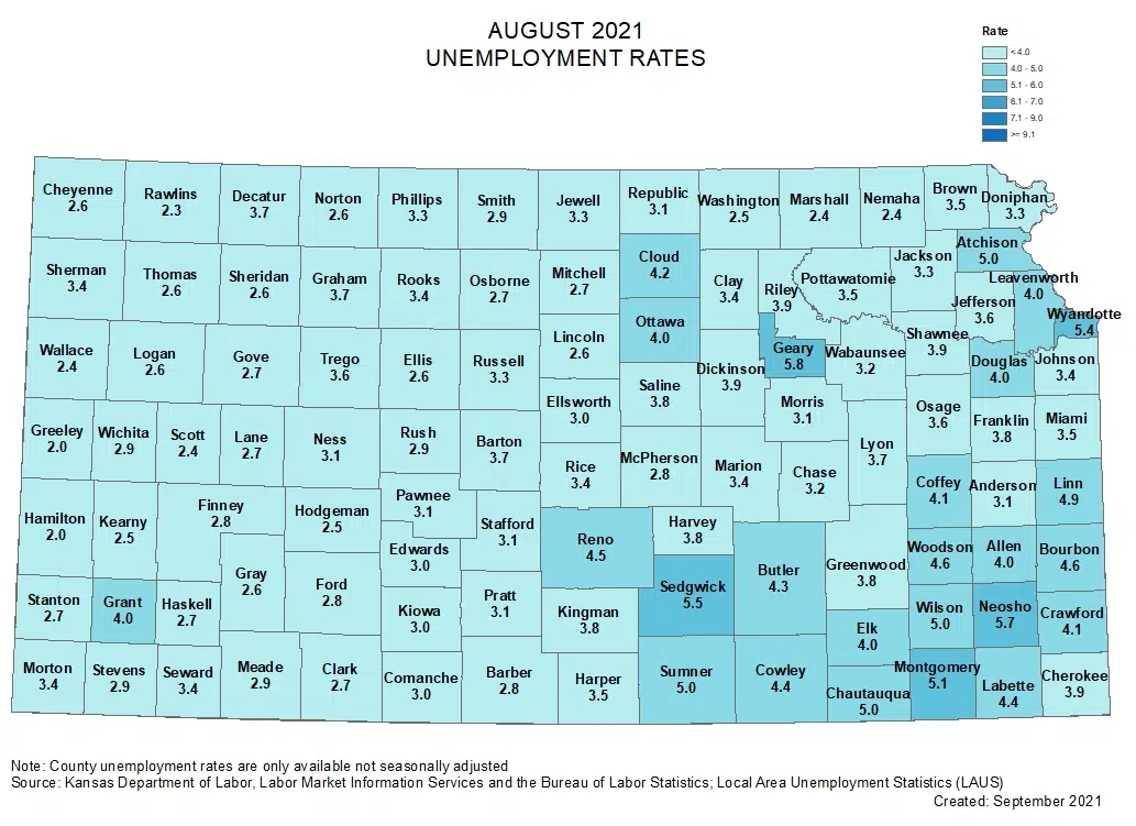 Kansas jobless rates remain flat between July and August