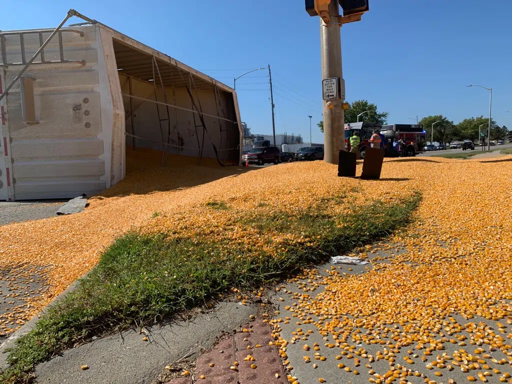 Traffic resumes in west Emporia following semi accident in busy Emporia intersection Tuesday afternoon