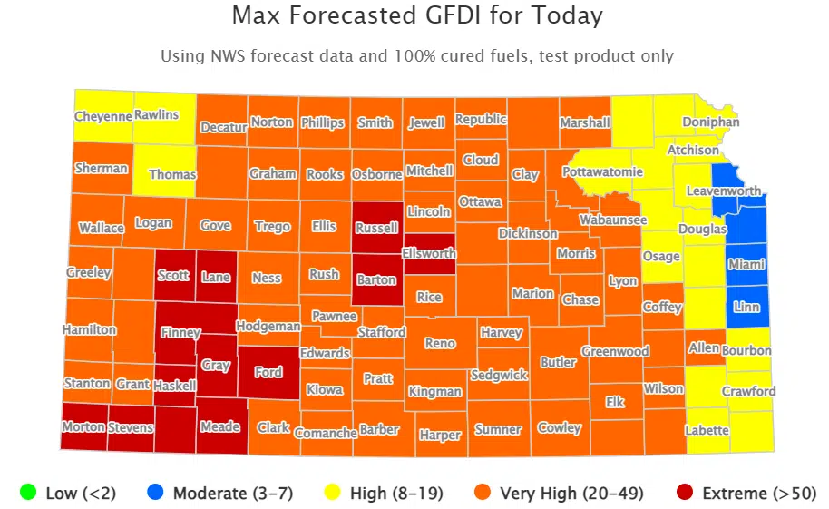 Another round of high to very high fire danger is in place for Tuesday