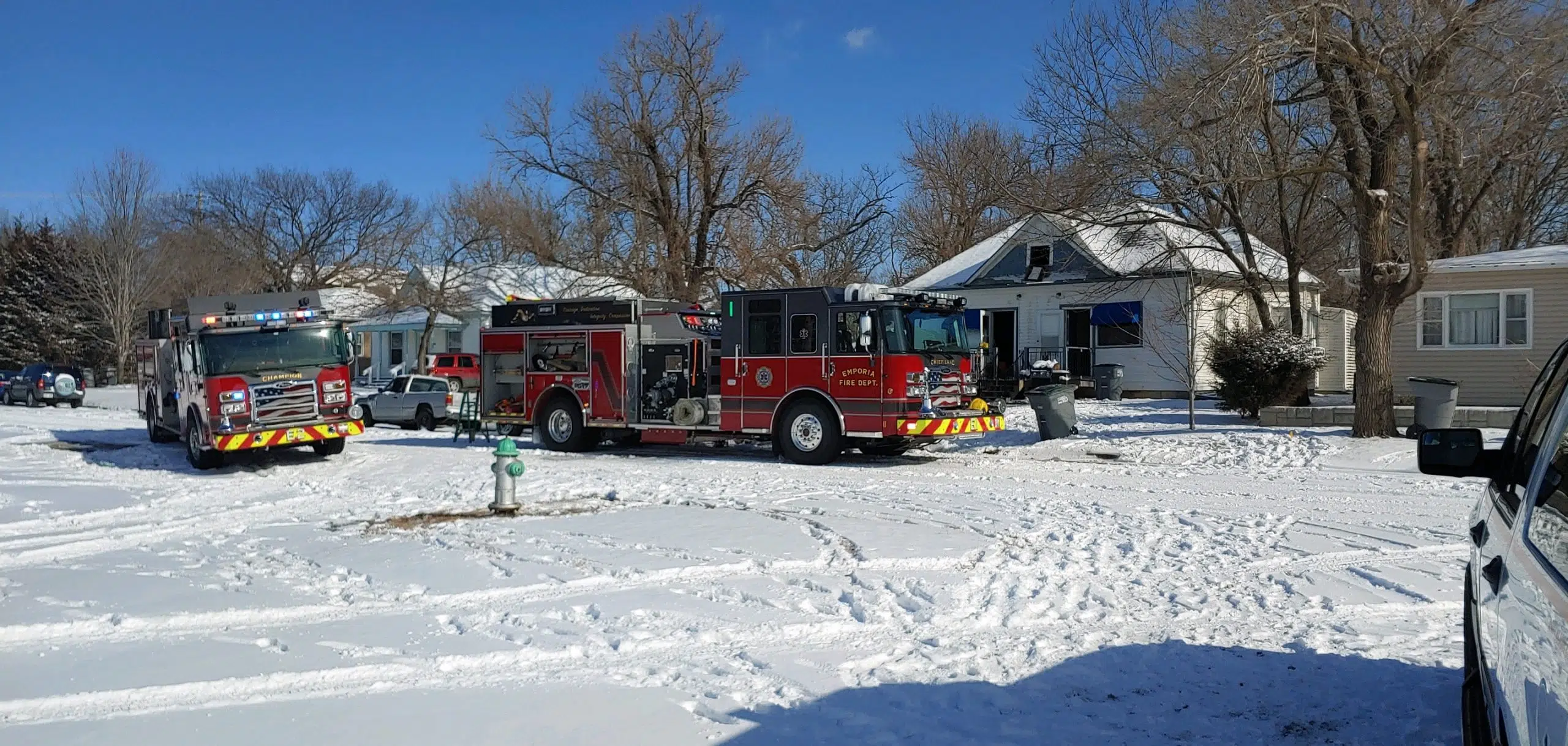 No injuries reported, damage estimates, cause and origination point all under investigation following duplex fire in Emporia Thursday morning