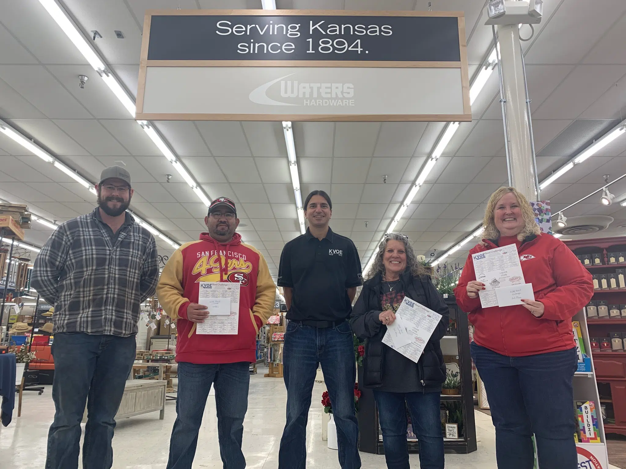 Bowl Challenge winners stop at Waters Hardware to claim gift cards